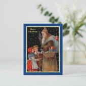 Vintager europäischer Weihnachtsmann Schöne Bildko Postkarte (Stehend Vorderseite)