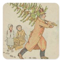 Vintager europäischer Weihnachtssticker - Baum