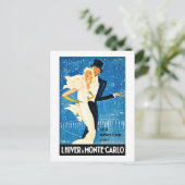 Vintager europäischer Winter in Monte Carlo Postkarte (Stehend Vorderseite)