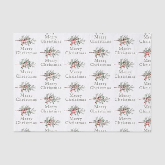 Vintager Evergreen Juniper Branchentag Seidenpapier (Vorderseite)