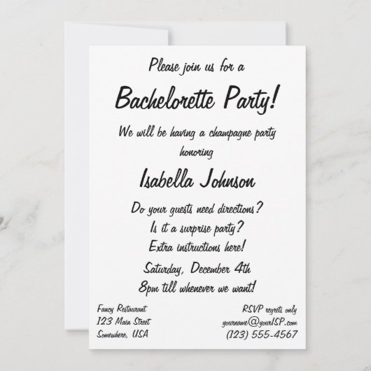 Vintager Extravaganter Champagner-Junggeselinnen-A Einladung (Rückseite)