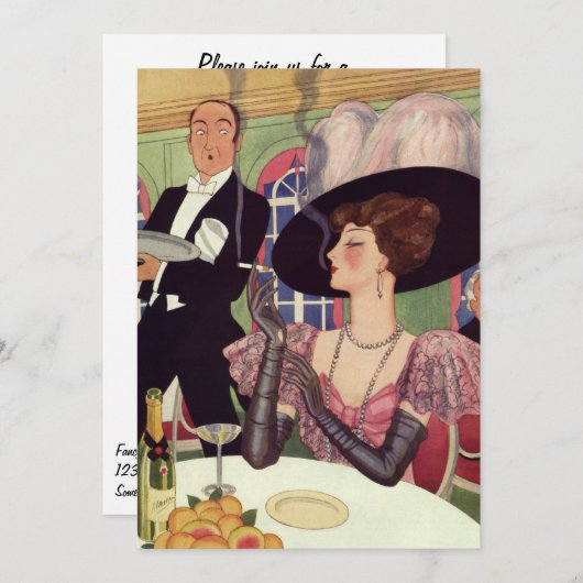 Vintager Extravaganter Champagner-Junggeselinnen-A Einladung (Vorne/Hinten)