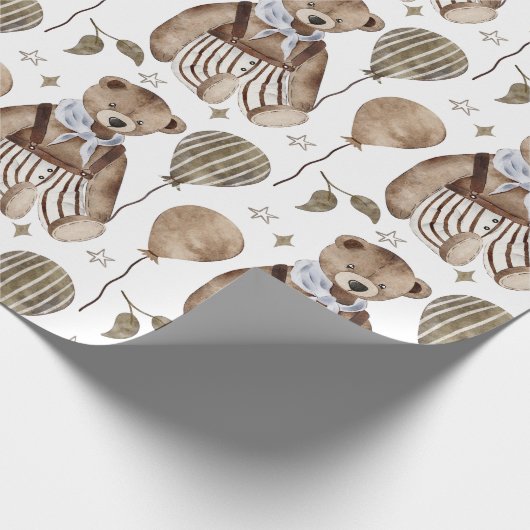 Vintager Extravaganter Kleiderbär mit gestreiften Geschenkpapier (Ecke)