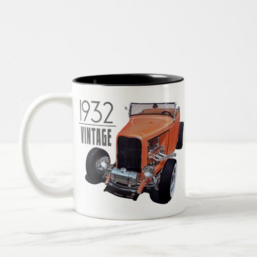 Vintager Fahrplan 1932 Zweifarbige Tasse (Links)