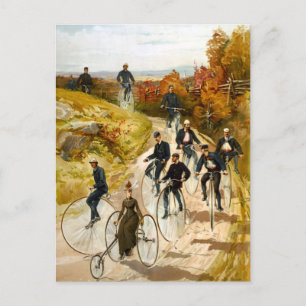 Vintager Fahrradausflug auf dem Lande Postkarte