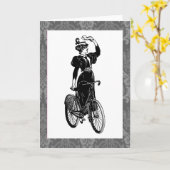 Vintager Fahrradfahrer Karte (Gelbe Blume)