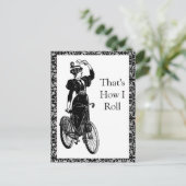 Vintager Fahrradfahrer Postkarte (Stehend Vorderseite)