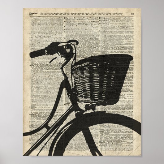 Vintager Fahrradstil über alte Wörterbuchseiten Poster (Vorne)