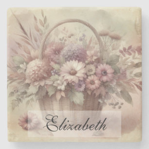 Vintager Fall Blume pastellfarbene Aquarellmalerei Steinuntersetzer