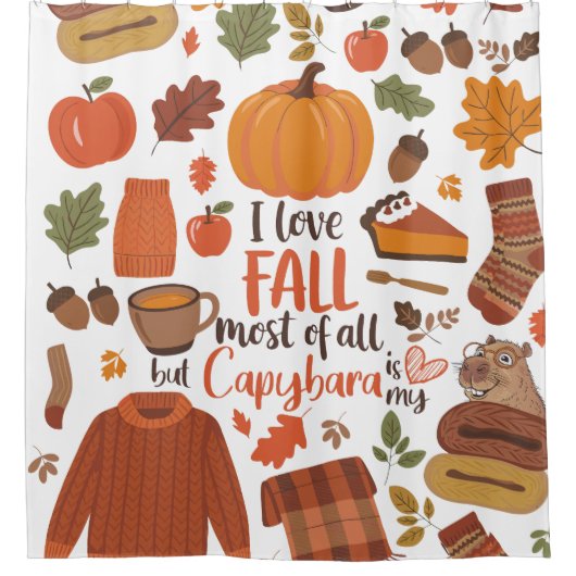 Vintager Fall Capybara Duschvorhang (Vorderseite)