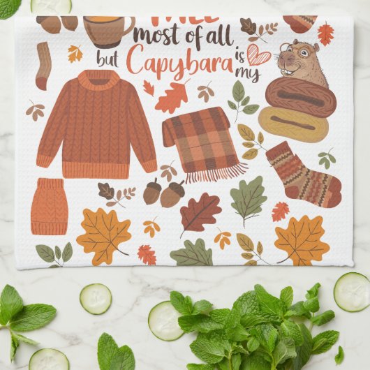 Vintager Fall Capybara Handtuch (Gefaltet)