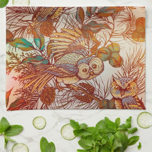 Vintager Fall der Herbstkeule Geschirrtuch (Gefaltet)