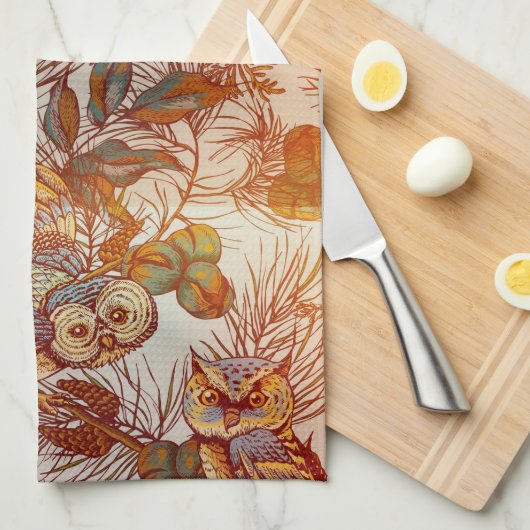 Vintager Fall der Herbstkeule Geschirrtuch (Viertel Falte)