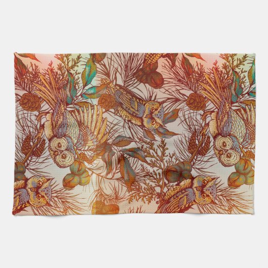 Vintager Fall der Herbstkeule Geschirrtuch (Horizontal)