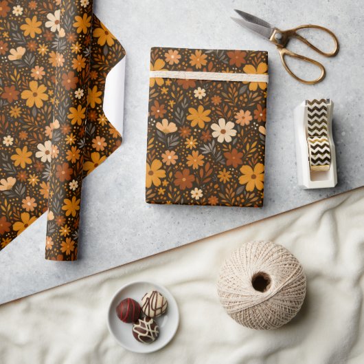 Vintager Fall Floral Muster - Herbst-Blume Geschenkpapier (Kunsthandwerk)