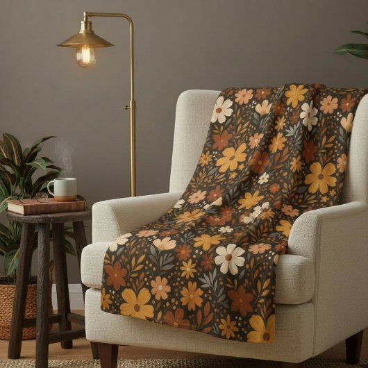 Vintager Fall Floral Muster - Herbst-Blume Sherpadecke