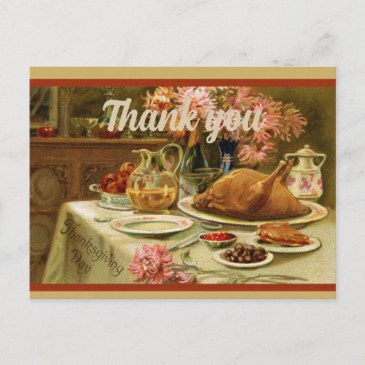 Vintager Fall glücklich Thanksgiving Türkei Rustik Postkarte (Vorderseite)