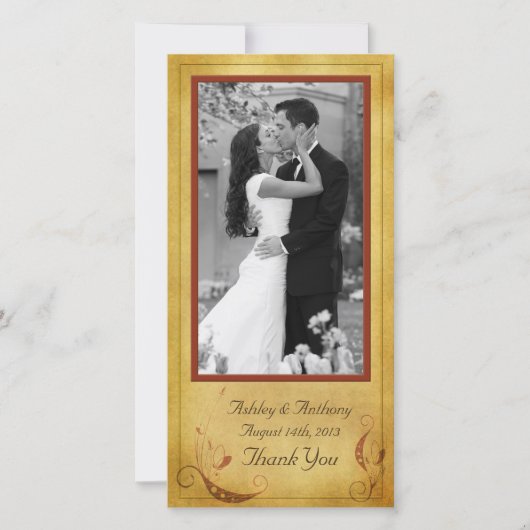 Vintager Fall Land Rustikale Blumenhochzeit Dankeskarte (Vorderseite)