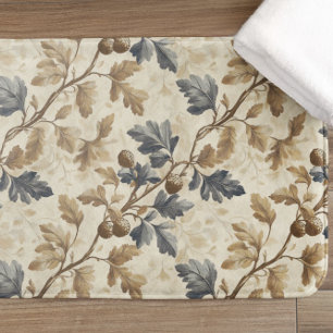 Vintager Fall Oak Leaf Elegantes Blau und Gold Badematte