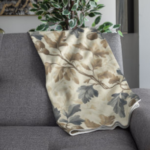 Vintager Fall Oak Leaf   Elegantes Blau und Gold Fleecedecke