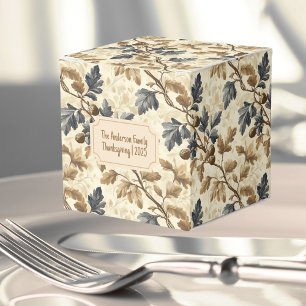 Vintager Fall Oak Leaf   Elegantes Blau und Gold Geschenkschachtel