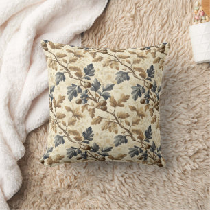 Vintager Fall Oak Leaf   Elegantes Blau und Gold Kissen