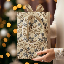 Vintager Fall Oak Leaf | Elegantes Blau und Gold