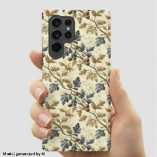 Vintager Fall Oak Leaf Elegantes Blau und Gold Samsung Galaxy Hülle