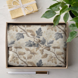 Vintager Fall Oak Leaf | Elegantes Blau und Gold Seidenpapier