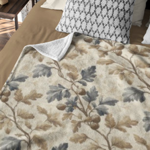 Vintager Fall Oak Leaf Elegantes Blau und Gold Sherpadecke