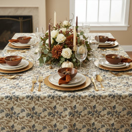 Vintager Fall Oak Leaf | Elegantes Blau und Gold Tischdecke