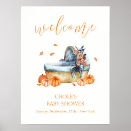 Vintager Fall Pumpkin Crib Babydusche Willkommen Poster
