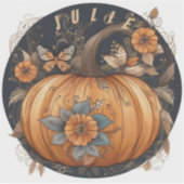 Vintager Fall Pumpkin. Fall Pumpkin und Blume, Aufkleber (Vorderseite)