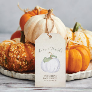 Vintager Fall Themed Wassercolor White Pumpkin Geschenkanhänger