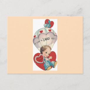Vintager Fallschirm Valentine Feiertagspostkarte