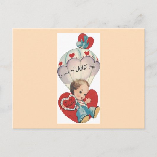 Vintager Fallschirm Valentine Feiertagspostkarte (Vorderseite)