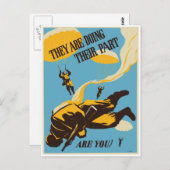 VINTAGER Fallschirmjäger des Zweiten Weltkriegs Postkarte (Vorne/Hinten)