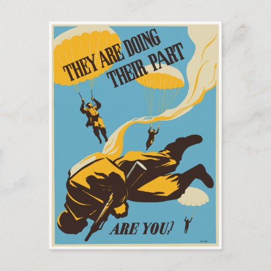 VINTAGER Fallschirmjäger des Zweiten Weltkriegs Postkarte (Vorderseite)