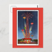 Vintager Fallschirmsprung auf der Coney Island Postkarte (Vorne/Hinten)