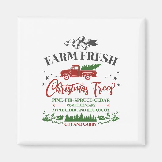 Vintager Familienbetrieb Frische Weihnachtsbäume Magnet (Vorne)