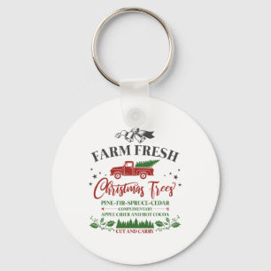 Vintager Familienbetrieb Frische Weihnachtsbäume Schlüsselanhänger