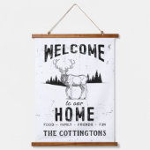 Vintager Familienname Rustikale Kabine Wandteppich Mit Holzrahmen (Vorderseite)