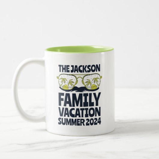 Vintager Familienurlaub Beach Urlaub Personalisier Zweifarbige Tasse (Links)