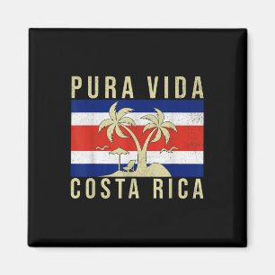 Vintager Familienurlaub Costa Rica Flag Pura Vida Magnet