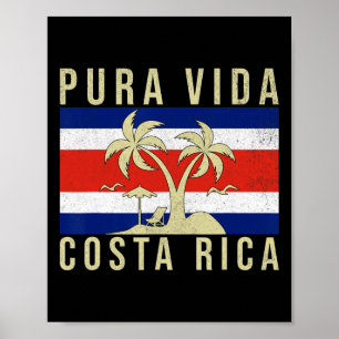 Vintager Familienurlaub Costa Rica Flag Pura Vida Poster