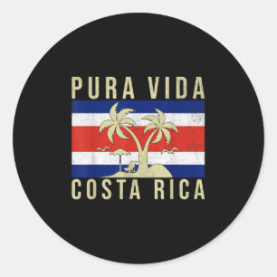 Vintager Familienurlaub Costa Rica Flag Pura Vida Runder Aufkleber
