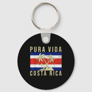 Vintager Familienurlaub Costa Rica Flag Pura Vida Schlüsselanhänger