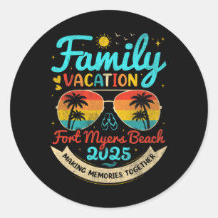 Vintager Familienurlaub Fort Myers Beach 2025 Stoc Runder Aufkleber