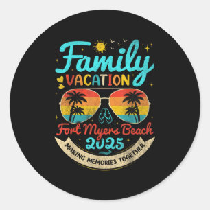 Vintager Familienurlaub Fort Myers Beach 2025 Stoc Runder Aufkleber