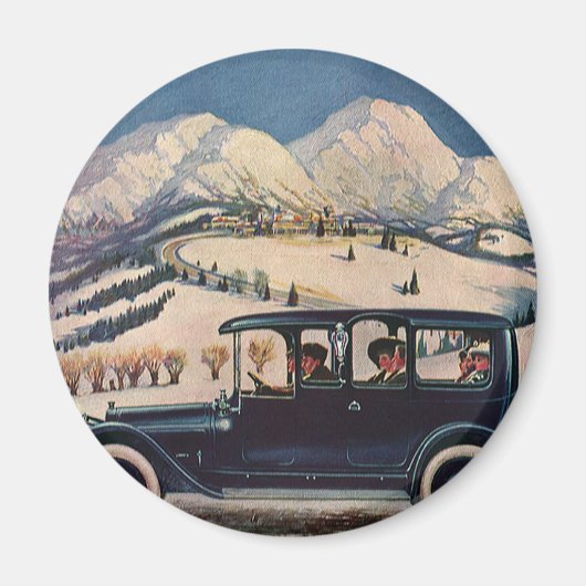 Vintager Familienurlaub in antiker Automobile Magnet (Vorne)